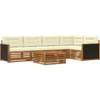 vidaXL Buiten bank set 6 st Natuurlijk en Crème Polyester