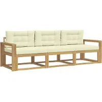 vidaXL Buiten bank set 3 st Wit en crèmekleurig Polyester