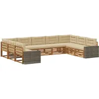 vidaXL Buiten bank set 9 st Natuurlijk en Beige Massief Acacia Hout