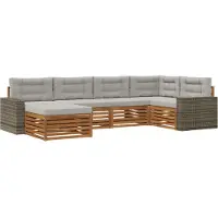 vidaXL - Buiten - bank - set - 6 - st - Naturel - en - lichtgrijs