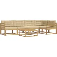 vidaXL Buiten bank set 6 st Wit en Beige Polyester