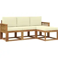 vidaXL Buiten bank set 4 st Natuurlijk en Crème Polyester
