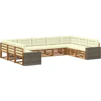 vidaXL Buiten bank set 9 st Natuurlijk en Crème Massief Acacia Hout