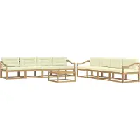 vidaXL Tuinset met 9 zitplaatsen, wit en crème, polyester