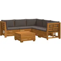 vidaXL 6 st Buiten bank set Massief Acacia Hout Bruin