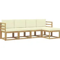 vidaXL Buiten bank set 5 st Wit en crèmekleurig