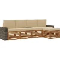 vidaXL Buiten bank set 5 st Natuurlijk en Beige