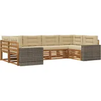 vidaXL Buiten bank set 6 st Natuurlijk en Beige Massief Acacia Hout