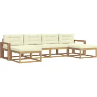 vidaXL Buiten bank set 6 st Wit en crèmekleurig