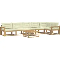vidaXL Tuinset met 7 zitplaatsen, wit en crème, polyester