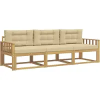 vidaXL Buiten bank set 3 st Wit en Beige Polyester