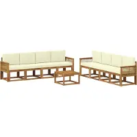 vidaXL Buiten bank set 9 st Natuurlijk en Crème Polyester