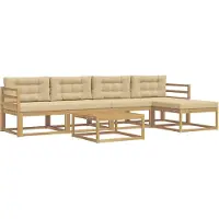 vidaXL Buiten bank set 6 st Wit en Beige Polyester