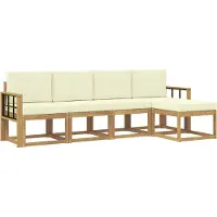 vidaXL Buiten bank set 5 st Wit en crèmekleurig