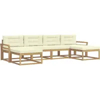 vidaXL Buiten bank set 6 st Wit en crèmekleurig