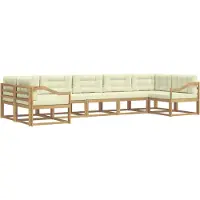 vidaXL Buiten bank set 7 st Wit en crèmekleurig
