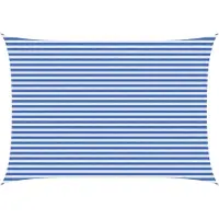 vidaXL Zonneschaduwzeil 3,5 x 4,5 m HDPE Rechthoekig Blauw en Wit