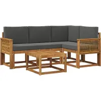 vidaXL Buiten bank set 5 st Natuurlijk en Antraciet Polyester