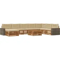 vidaXL Buiten bank set 9 st Natuurlijk en Beige Massief Acacia Hout