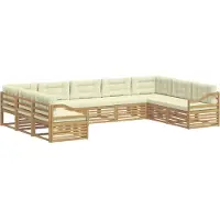 vidaXL - Buiten - bank - set - 9 - st - Wit - en - crèmekleurig - Massief - Acacia - Hout