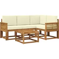 vidaXL Buiten bank set 5 pcs Natuurlijk en Crème Polyester