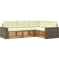 vidaXL Buiten bank set 4 st Natuurlijk en Crème Polyester