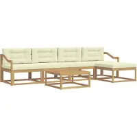 vidaXL Buiten bank set 6 st Wit en crèmekleurig Polyester