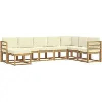 vidaXL Buiten bank set 8 st Wit en crèmekleurig