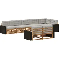 vidaXL Buiten bank set 8 st Naturel en lichtgrijs