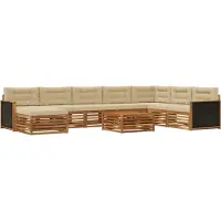 vidaXL Buiten bank set 9 st Natuurlijk en Beige Massief Acacia Hout