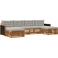 vidaXL Buiten bank set 6 st Naturel en lichtgrijs Massief Acacia Hout
