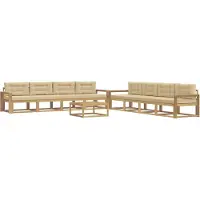 vidaXL Buiten bank set 9 st Wit en Beige Polyester