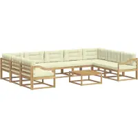 vidaXL Buiten bank set 10 st Wit en crèmekleurig