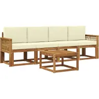 vidaXL Buiten bank set 5 st Natuurlijk en Crème Polyester