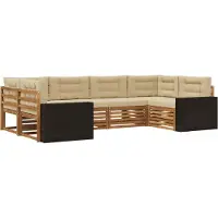 vidaXL Buiten bank set 6 st Natuurlijk en Beige Massief Acacia Hout