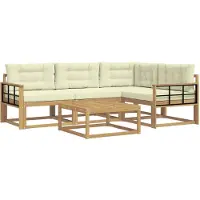 vidaXL Buiten bank set 5 st Wit en crèmekleurig Polyester