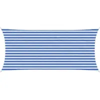 vidaXL Zonneschaduwzeil Blauw en Wit 2 x 5 m HDPE