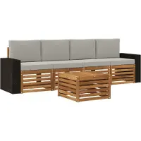 vidaXL Buiten bank set 5 st Naturel en lichtgrijs Massief Acacia Hout
