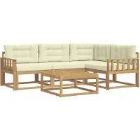 vidaXL Buiten bank set 5 st Wit en crèmekleurig Polyester