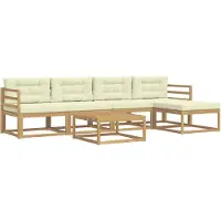 vidaXL Buiten bank set 6 st Wit en crèmekleurig Polyester