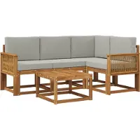 vidaXL Buiten bank set 5 st Naturel en lichtgrijs Polyester