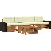vidaXL Buiten bank set 5 st Natuurlijk en Crème Massief Acacia Hout