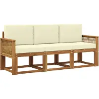 vidaXL Buiten bank set 3 st Natuurlijk en Crème Polyester