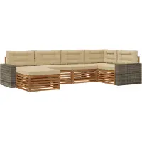 vidaXL Buiten bank set 6 st Natuurlijk en Beige