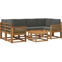 vidaXL Buiten bank set 7 st Natuurlijk en Antraciet Polyester