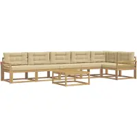 vidaXL Buiten bank set 7 st Wit en Beige Polyester