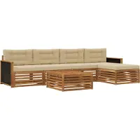vidaXL Buiten bank set 6 st Natuurlijk en Beige Polyester