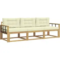 vidaXL Buiten bank set 3 st Wit en crèmekleurig Polyester