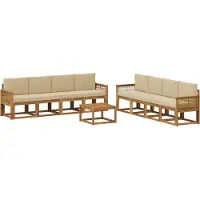 vidaXL Buiten bank set 9 st Natuurlijk en Beige Polyester