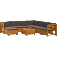vidaXL 9 st Buiten bank set Massief Acacia Hout Bruin